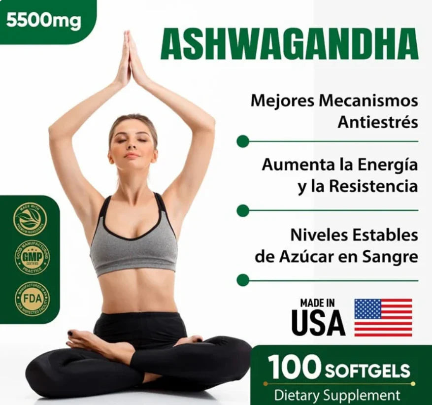 𝐀𝐒𝐇𝐖𝐀𝐆𝐀𝐍𝐃𝐇𝐀 𝟓,𝟓𝟎𝟎 𝐌𝐆 Reduce cortisol & estrés +ENVÍO GRATIS