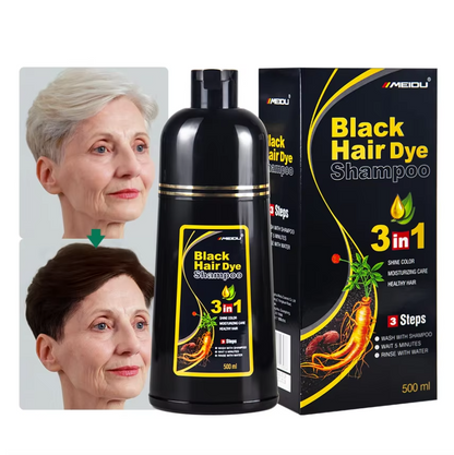 3 in 1 MEIDU Ginger Black Hair Dye Shampoo, Cleanse, Treat and Color