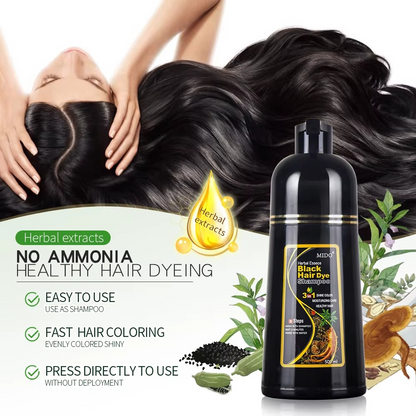3 in 1 MEIDU Ginger Black Hair Dye Shampoo, Cleanse, Treat and Color