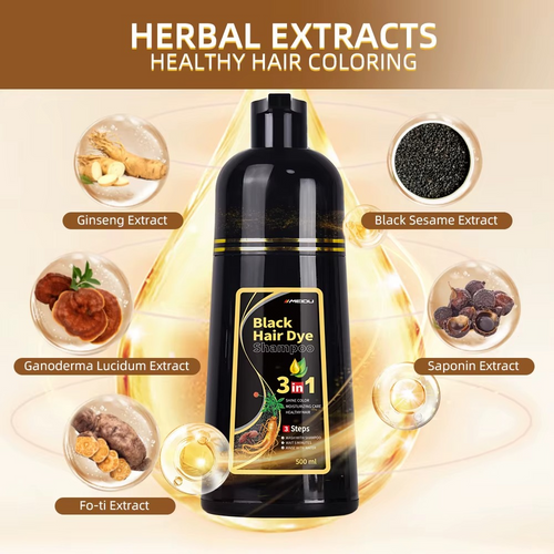 3 in 1 MEIDU Ginger Black Hair Dye Shampoo, Cleanse, Treat and Color
