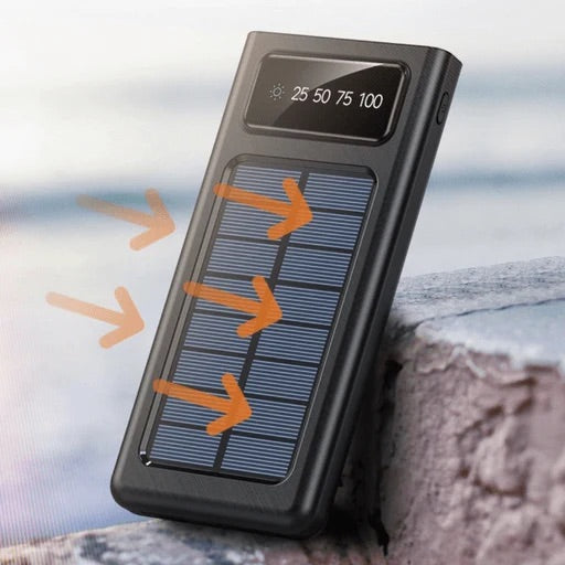 🔋CARGADOR PORTATIL 4 EN 1 CON PANEL SOLAR 20000mAh + LINTERNA🌞