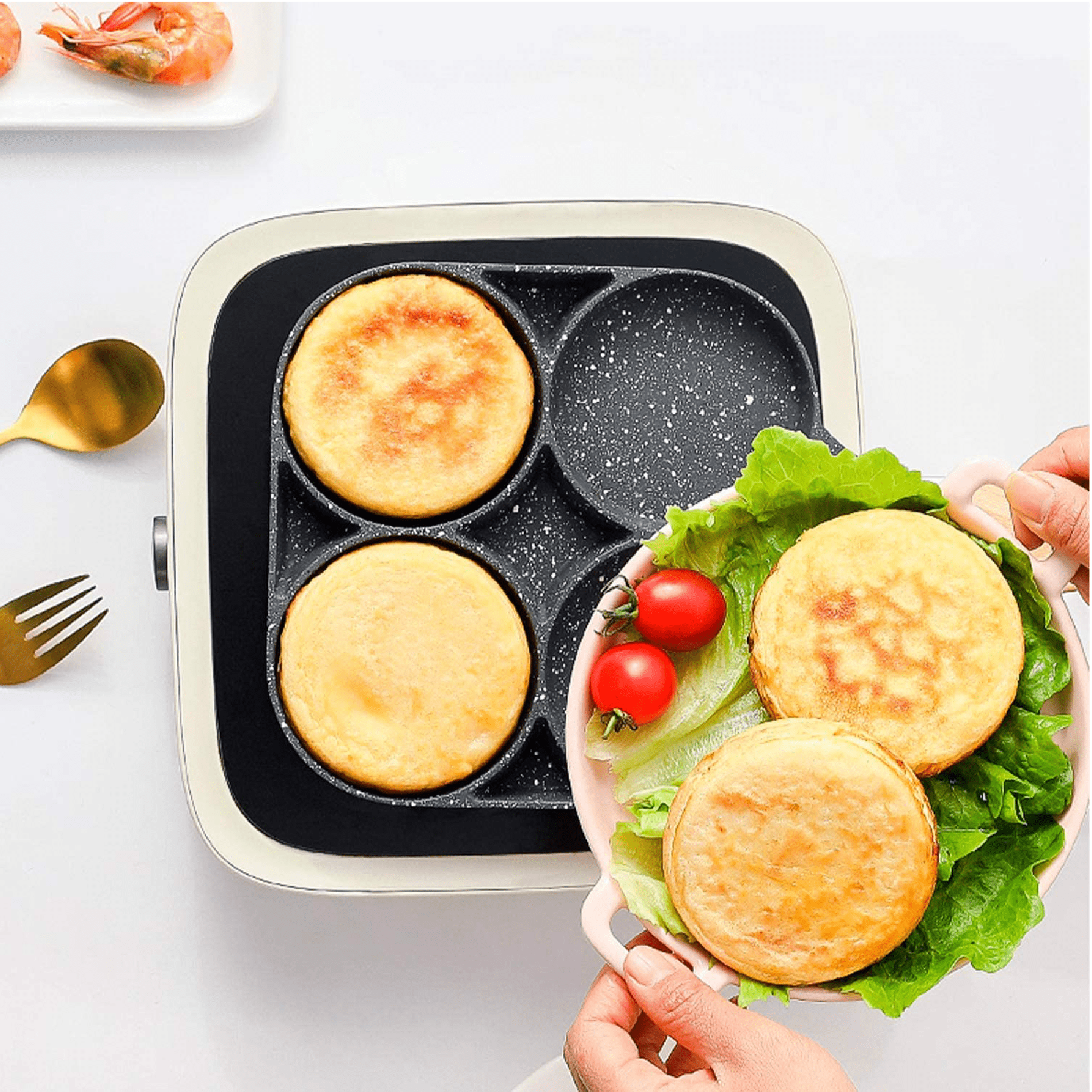 Sartén Antiadherente 4 Puestos: ¡Cocina sin Límites con Estilo y Facilidad! 🍳