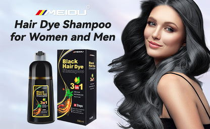3 in 1 MEIDU Ginger Black Hair Dye Shampoo, Cleanse, Treat and Color